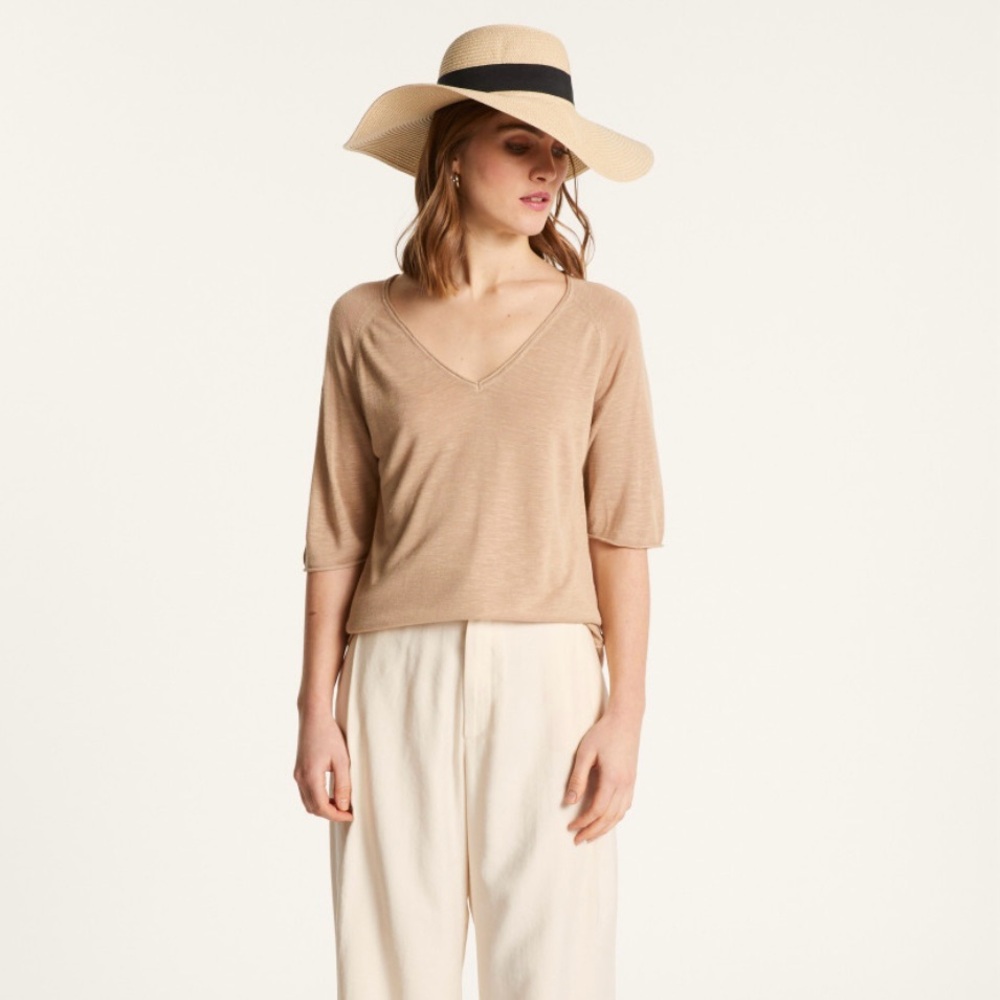 Maison Montagut Linen Elbow Sleeve Tee